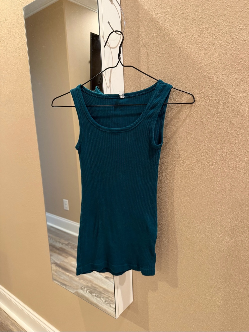 Source Unknown Teal Ribbed Scoop Neck Tank